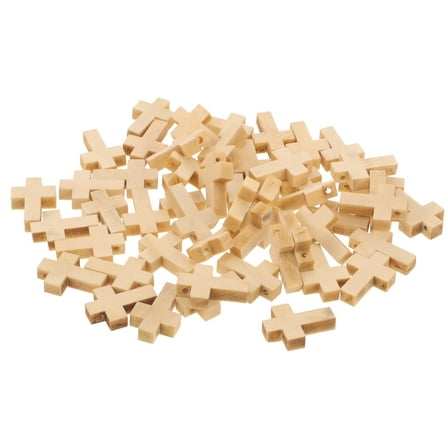 WEUVEB Lead Free Khaki Wood Cross Pendants for Arts and Projects 50Pcs