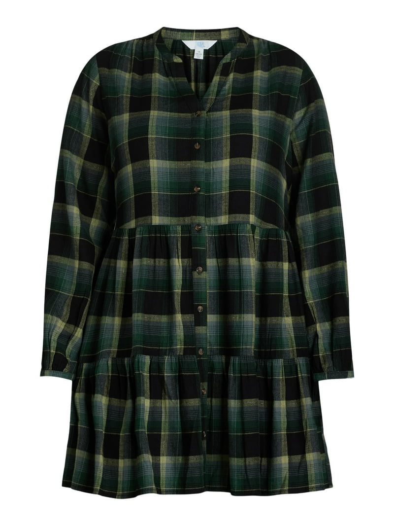 green tartan shirt dress Green Plaid Shirt Dress | Women's Dresses