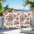 thumbnail image 3 of Outdoor Waterproof Throw Pillow Covers Set of 2 Pink Rose Floral Decorative Pillowcases Square Outdoor Pillows Cushion Case 16x16 Inch Leaves Flowers Patio Pillows for Couch Sofa Bed Garden, 3 of 9