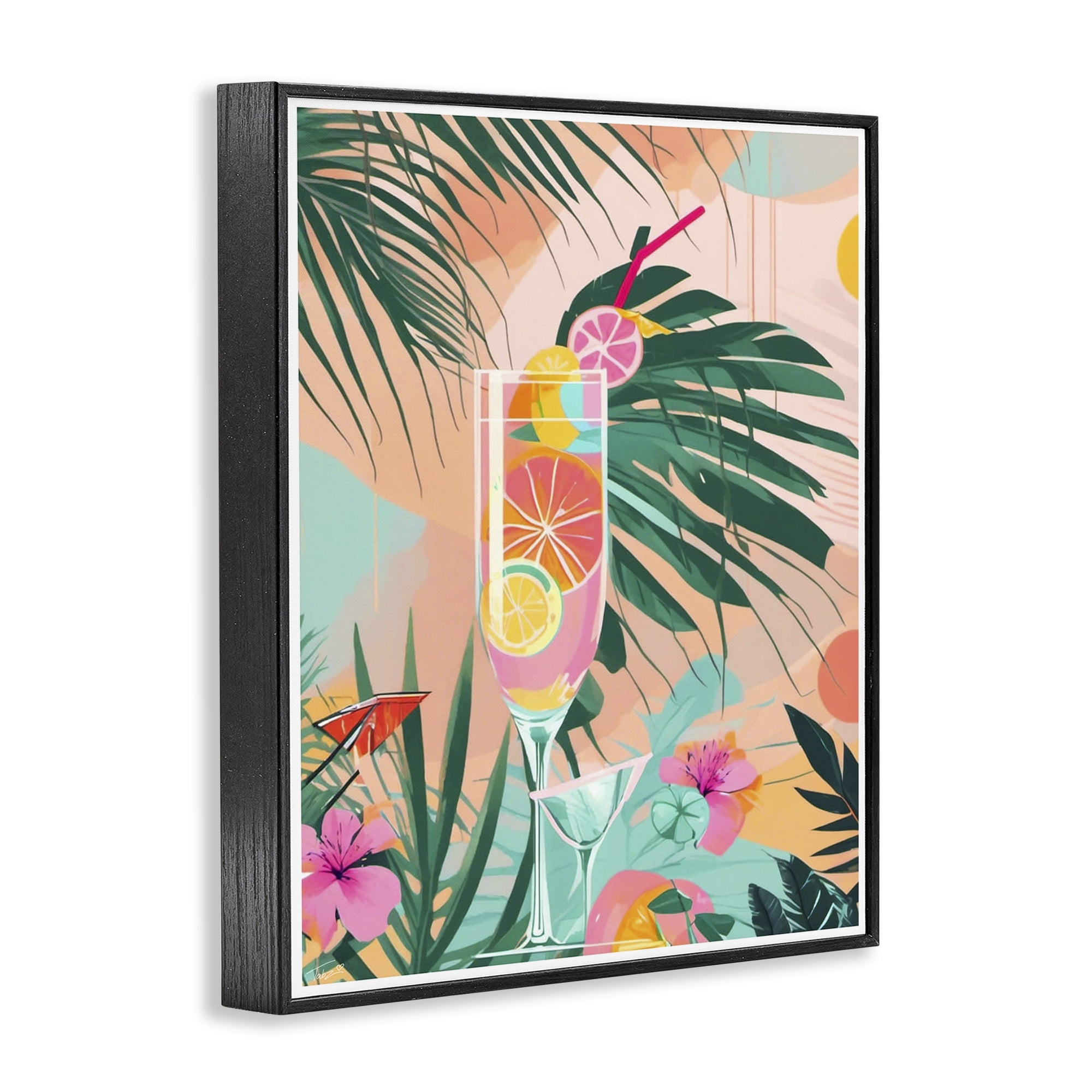 Stupell Industries Jungle Lemonade Cocktail Black Framed Giclee Art, design by Tabz Jones