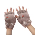 thumbnail image 2 of VONCOS Cute Fluffy Animal-Inspired Fingerless Gloves for Women - Khaki, Free Size - Ideal for Texting, Typing, Office & School, 2 of 2