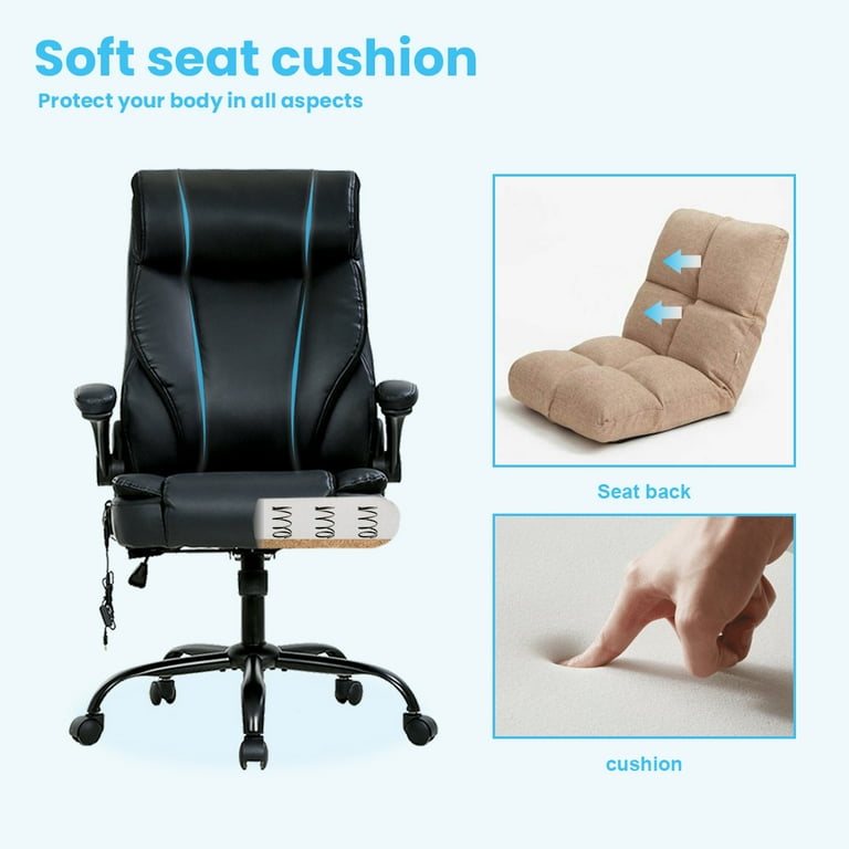 Executive Office Chair -500lbs Big and Tall Office Chair PU Leather  Computer Chair with Spring Cushion, Armrest & Lumbar Support Ergonomic Desk  Chair