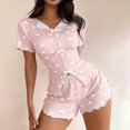 thumbnail image 2 of MVRLSH Lounge Pajama Sets for Women Cotton Linen Long Sleeve Pant Loose Two Piece Daily Night wear Suit Summer Soft Comfortable Top Pink - M, 2 of 5
