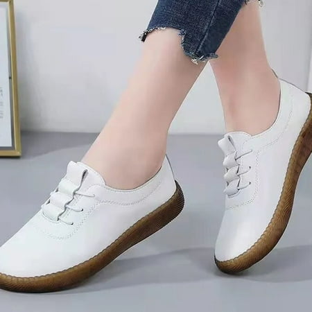 Xysaqa White Tennis Shoes Women  Running Shoes for Women Casual Plus Size Shallow Mouth Peas Shoes Women s foreign Trade European and American Fashion Shoes Mary Janes Flats on Clearance