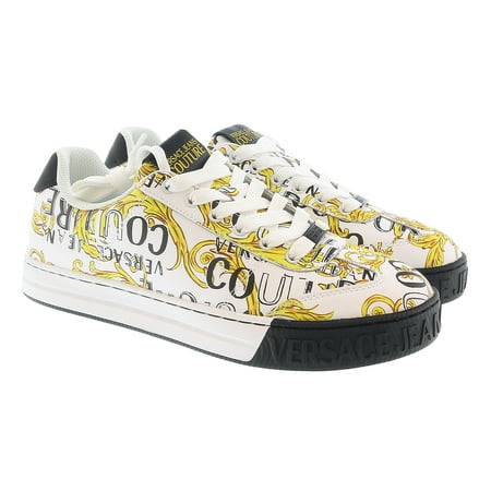 

Versace Jeans Couture White Gold Baroque Print Fashion Everyday Sneakers-11 for mens