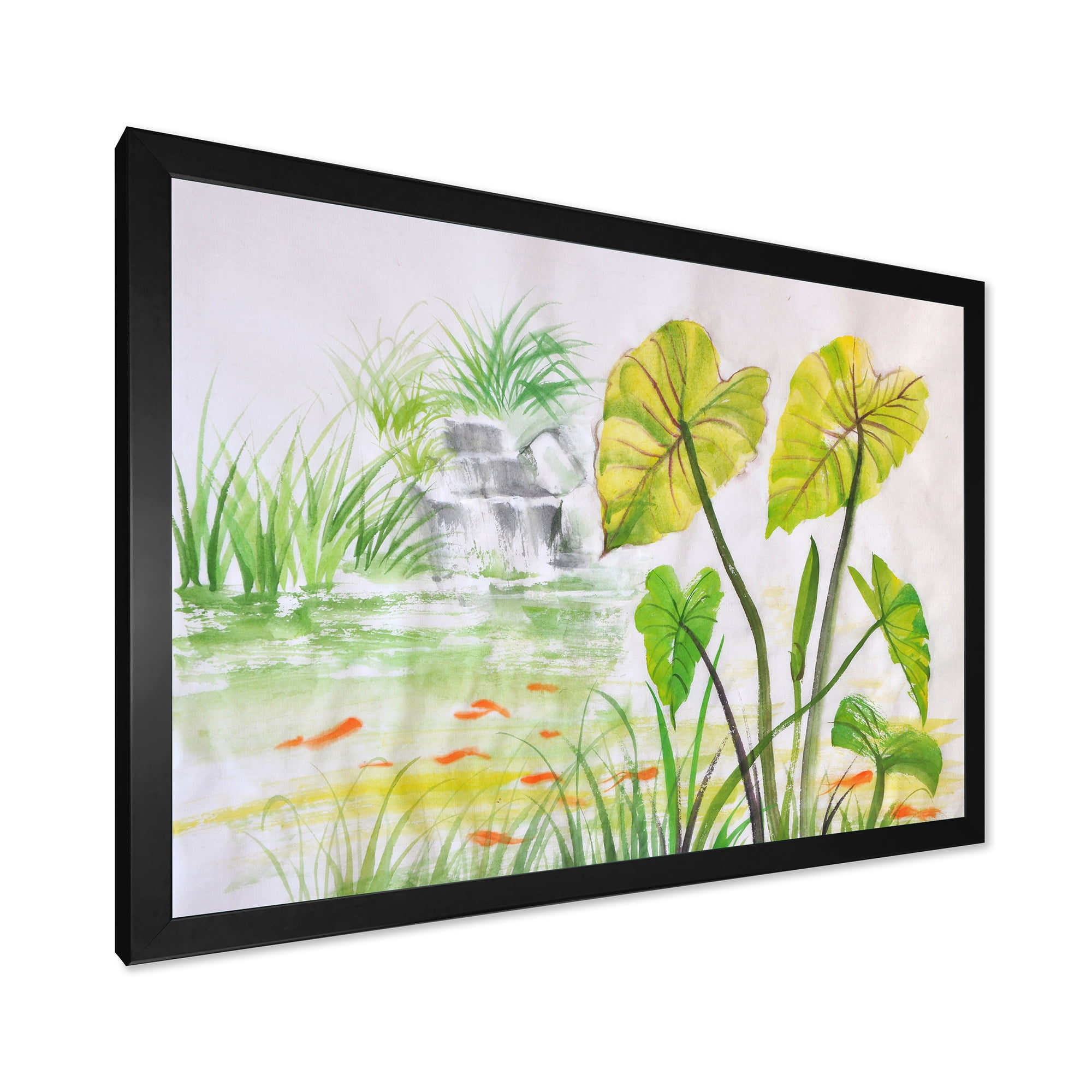 Designart 'Ancient Lotus Pond' Lake House Framed Art Print