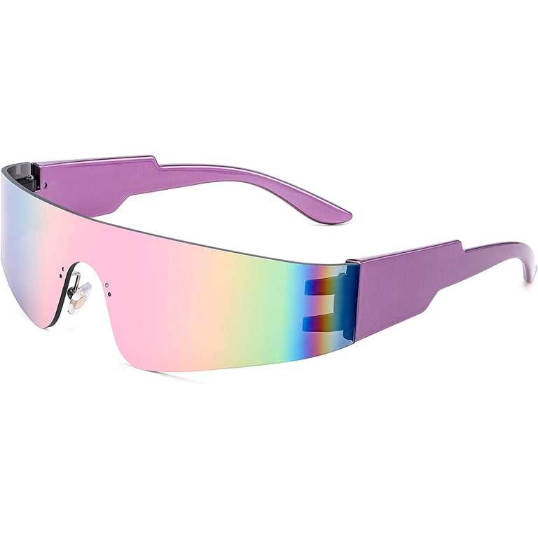 FEISEDY Futuristic Visor Punk Sunglasses Rimless One Piece  display picture 3