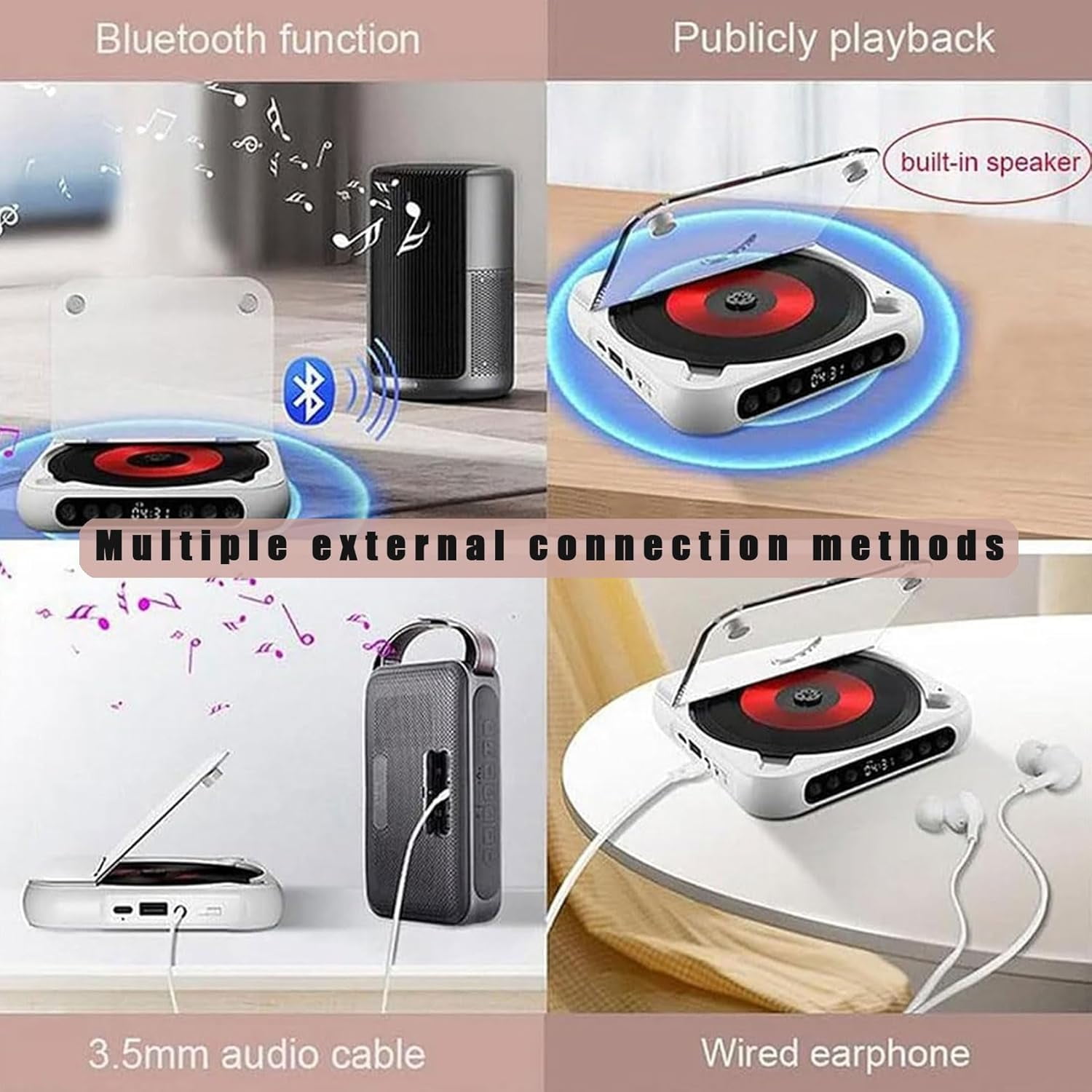 Yuguz Portable Cd Player, Yuguz Portable 5.3 Bluetooth Rechargeable Cd Player, Megicot Portables Cds Players, Rechargeable, Supports USB and Repeat Modes for Home, Office, Travel