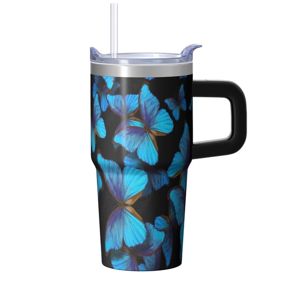 Butterfly Gifts for Girls 20OZ Purple Home Tumbler with Handle Stainless Steel Insulated Coffee Travel Mug Ideal for Women on Birthday Christmas