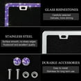 thumbnail image 4 of OTOSTAR 1 Pack Bling License Plate Frame, 3 Rows Handcrafted Shiny Rhinestones Premium Stainless Steel 2 Holes License Plate Frames with Anti-Theft Screws Caps Set (Violet), 4 of 8