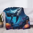 thumbnail image 3 of Yiaed Colorful Ocean Whale Print Blanket Throw Blanket Soft Cozy Flannel Blanket for Home Bed Sofa Couch Chair-50"x40", 3 of 6