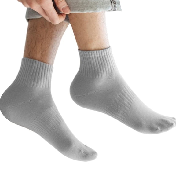 Lerpwige Mens Breathable Ankle Socks Casual Solid Color Cotton Ribbed Short Tube Socks