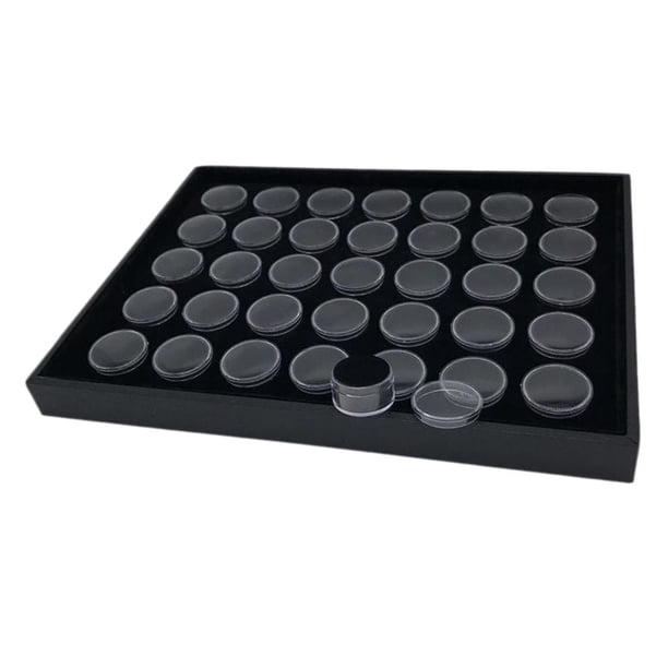 Tarros portátiles de cuero sintético para guardar gemas, soporte para diamantes y piedras preciosas, caja de joyería con bandeja 2.6x1.4cm