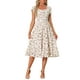 thumbnail image 1 of Vestido Midi Chic para Mujer, Verano, Cuello Cuadrado, Manga Corta, Estilo Boho, Floral, Talla XL, Rosa y Púrpura, 1 of 5