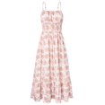 thumbnail image 1 of Vestido GRACE KARIN Boho para mujer con tirantes finos, maxi beige con estampado floral, 1 of 5