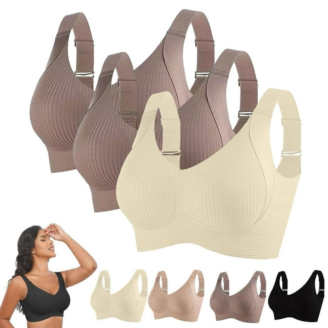 Bras for Women Sports Bras for Women Comfortable Ribbed Wireless Bralettes Adjustable Padded Everyday Bra 3PC XXXXXL