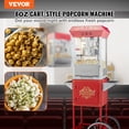 thumbnail image 2 of VEVOR Popcorn Maker with Cart, 850W Popcorn Popper Machine, 8 Oz Kettle Makes 48 Cups per Batch, Popcorn Maker Equipped with Tempered Glass, Includes 4 Scoops, Movie Theater Style, Red, 2 of 9