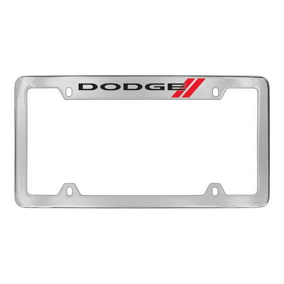 Dodge Logo Chrome Plated Metal Top Engraved License Plate Frame Holder