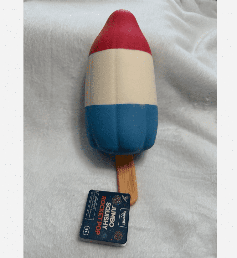 Patriotic Red White Blue Ice Pop Squishy Tool, Viral Keycaft Jumbo Squishy Summer Desk Fidget Equipment (1 Pc)
