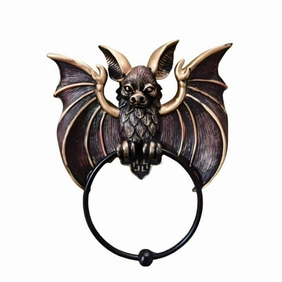 Whimsical Halloween Bat Knocker Gothic Wall Art Resin Statue Wall & Door Frame Decorative Ornament Home & Outdoor Decoration