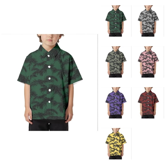 Boys Short Sleeve Button Down Shirt - Comfortable Loose Fit Summer Beach Vacation Shirt for Boys Ages 4-12 Years