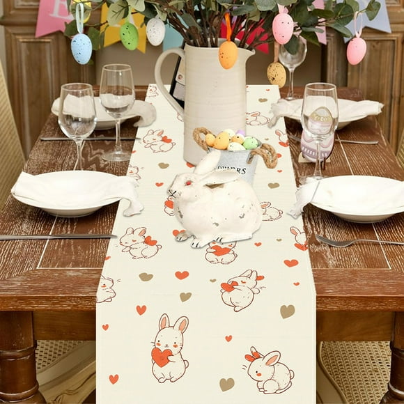 Boovnll Table Runner, Rabbits Love Table Flag Home Living Room Cabinet Decoration Tablecloth Mat Tea Flag Tablecloth, Table Runners, Table Decor, Coffee Table Decor