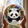 thumbnail image 6 of huayou Round Acrylic Stained Glass Suncatcher Puzzle, Cute Panda Colorful Floral Border Window Hanging Sign, Bright Sunlight Catcher Decor for Front Door Home Wall, 6 of 9