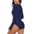thumbnail image 6 of RELLECIGA Women's Rash Guard Long Sleeve Women Tummy Control Zipper One Piece Swimsuit Sexy Monokini Pink Bathing Suits Navy Blue Size XXL, 6 of 8
