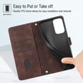 thumbnail image 5 of Feishell for Samsung Galaxy A73 5G 6.7 inch Wallet Case with Wrist Strap,Flip Cover with Embossed Pattern PU Leather Kickstand Credit Card Slots Magnetic Clasp Folio Purse Phone Case,Brown, 5 of 7