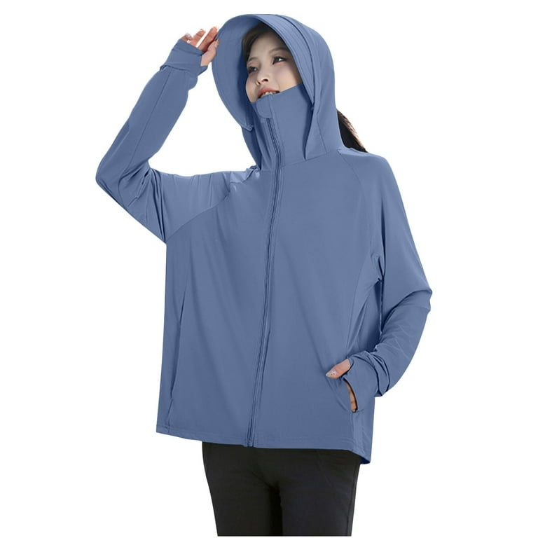 Dazajoo Womens Sun Protection Hoodie Shirt Long Sleeve Zip Up