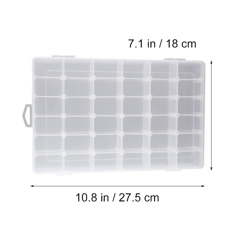 OUTUXED 36 Grids Clear Plastic Organizer Box with Adjustable