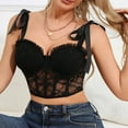 thumbnail image 3 of Mittory Lace Bralette for Women V Neck Bustier Corset Tops with Underwired Racerback Adjustable Strap Crop Top, 3 of 8