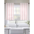 thumbnail image 6 of Pink Striped Semi Sheer Window Curtains 45 Inches Long, Modern Farmhouse Pink White Stripes Rod Pocket Voile Silky Chiffon Curtain Light Filtering Drapes for Living Room, Kitchen, 52"x45", 2 Panels, 6 of 9