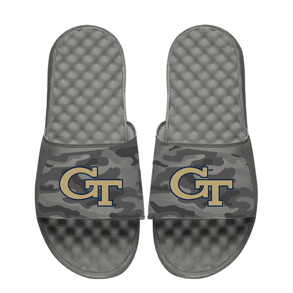 Men's ISlide Gray Georgia Tech Yellow Jackets Camo Slide Sandals
