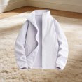 thumbnail image 3 of vdgthytj Jackets for Women Fleece Full Zip Stand Collar Long Sleeve Solid Fall Winter Casual Outerwear with Pockets(X-Small,White), 3 of 4