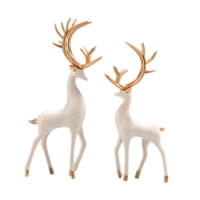 GROWTH TANK 2 Pieces Decorative Deer Figurines Fortune Table for Holiday Bookshelf Party Spotted Color