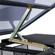 Alden Design Adjustable Glass Top Drafting Table with Stool, Black