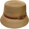 thumbnail image 5 of CoCopeaunts Women Summer Bucket Hat Brown Belt Buckle Decoration Flat Top Straw Bucket Cap Sun Protection Beach Fisherman Hat, 5 of 8