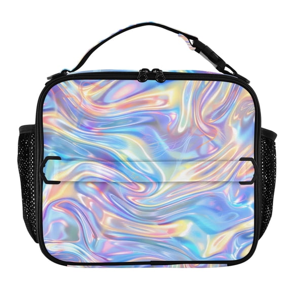 ALAZA Holographic Pattern Lunch Box Insulated Lunch Bag Cooler Tote with Shoulder Strap