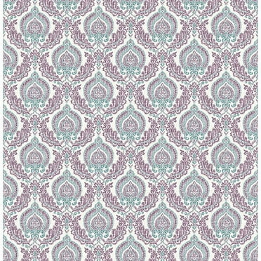 A-Street Prints Lulu Plum Damask Wallpaper, 20.5-in by 33-ft, 56.4 sq. ft