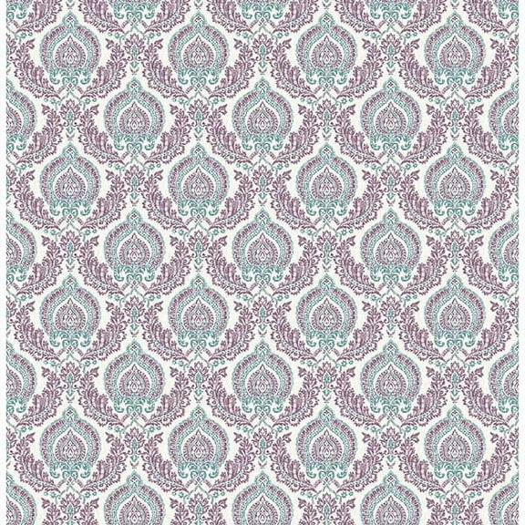 A-Street Prints Lulu Plum Damask Wallpaper, 20.5-in by 33-ft, 56.4 sq. ft