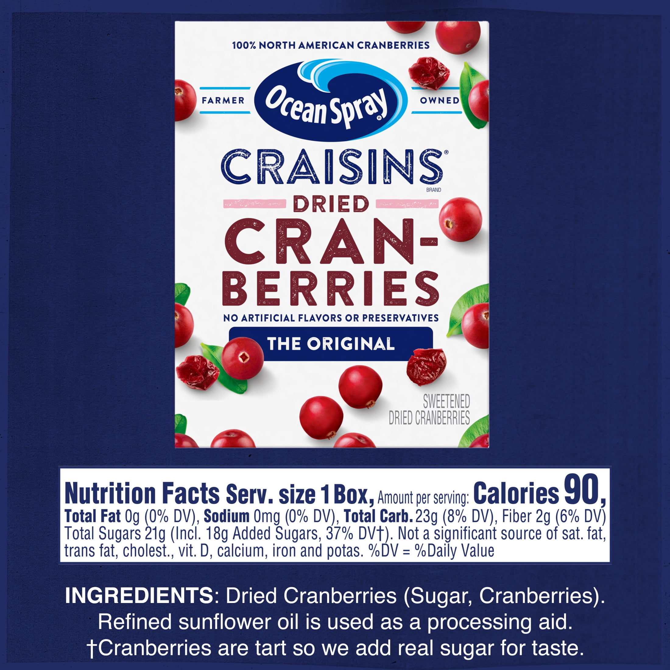 (5 pack) Ocean Spray® Craisins® Original Dried Cranberries, Dried Fruit, 1 oz Bricks, 12 Count