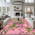 thumbnail image 3 of Spring Floral Large Area Rugs 8x10 ft Watercolor Flower Green Leaves Pink Background Washable Rug Non Slip Indoor Carpet Absorbent Floor Mat for Living Room Bedroom Dining Room, 3 of 9