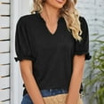 thumbnail image 5 of Womens Tops 2025 T Shirts for Women Womens 2025 Summer Tops V Neck Puff Short Sleeve Tunic Tops Casual Loose Fit T Shirts Summer Tops for Women 2025 Womens Blouses, 5 of 7