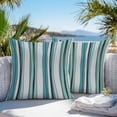 thumbnail image 5 of Vintage Stripes Outdoor Pillow Covers Set of 2 Black Blue Green Striped Abstract Lines Waterproof Throw Pillow Case Decorative Square Cushion Cover for Patio Couch Garden Balcony, 18"x18", 5 of 9