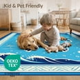 thumbnail image 4 of ODIKA Animals Turtle Nautical Border Ocean Wave Motif Scattered Symmetrical for King Size Bedroom, Master Suite, Under Bed, Foldable Easy Care, 4 of 7