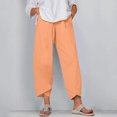 thumbnail image 1 of Pantalones Harem Vintage para mujer, pantalones casuales sueltos liso elástico con cintura de algodón, pantalones de pierna ancha, pantalones recortados de cintura alta de verano, 1 of 4