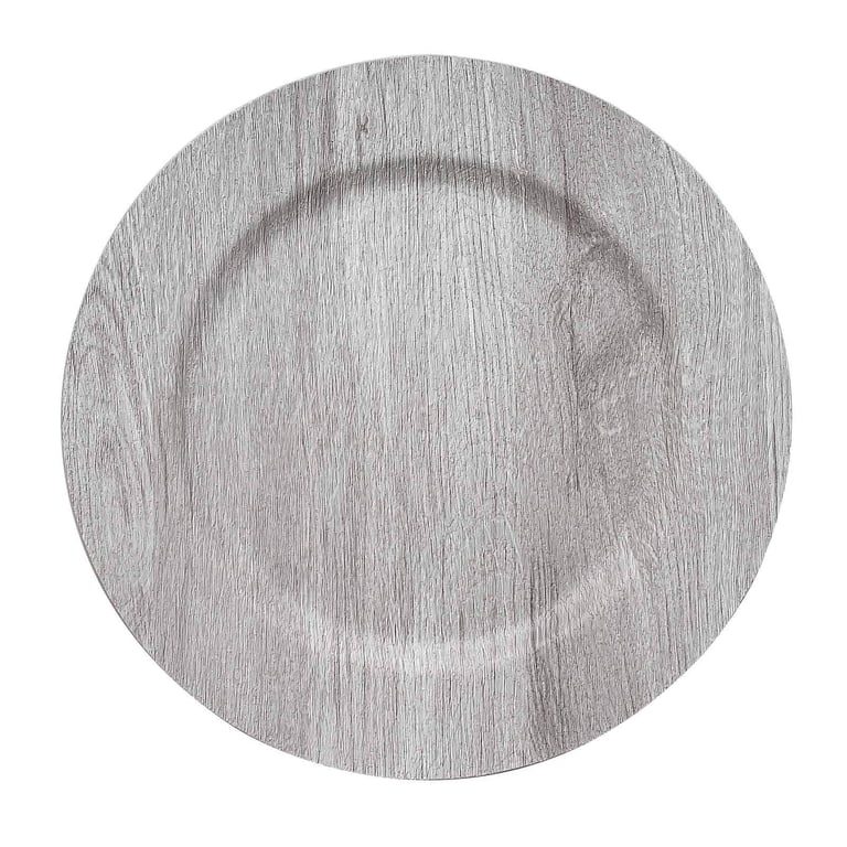 Elegance 31181 Charger Plate - 13-Inch Gray Decorative Plate With Glitter Border, Food Safe For Formal Events