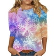thumbnail image 2 of Craaazy Christmas Shirts Women's Comfortable Crew-Neck 3/4 Sleeve Blouses Cute Christmas Prints Casual T-shirt Xmas Tree Pullover Gifts, 2 of 5