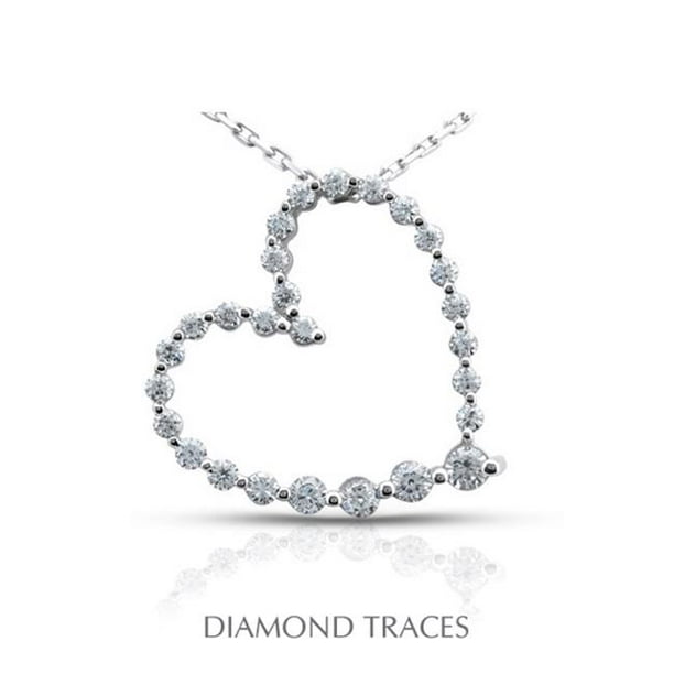 2,41 Carats Diamant Naturel Total 18 Carats Or Blanc Serti de Broches Pendentif Mode Forme de Coeur